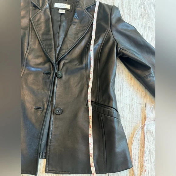 Preston & York Vintage Black Lamb Skin Leather Blazer Suit Jacket Coat MP - Picture 12 of 14